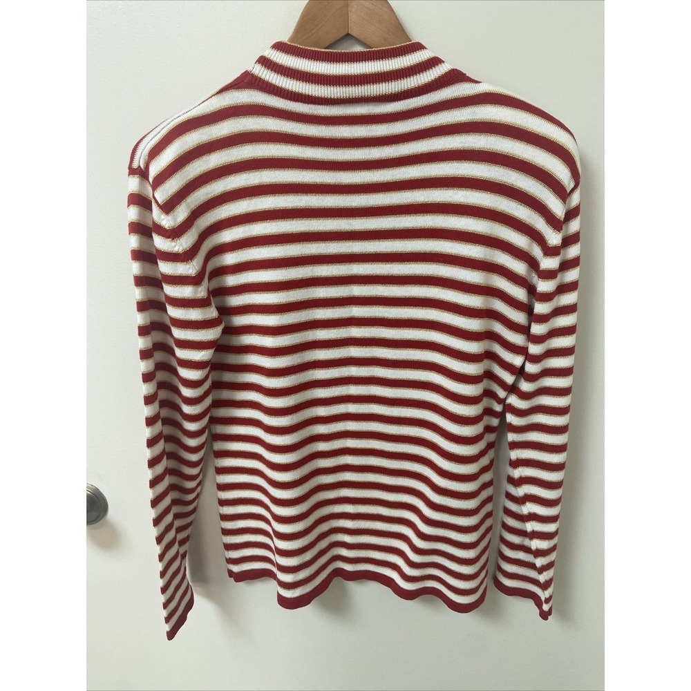 Vtg JH Collectibles Red White Gold‎ Sparkly Striped Womens Christmas Sweater 90s - Picture 3 of 6
